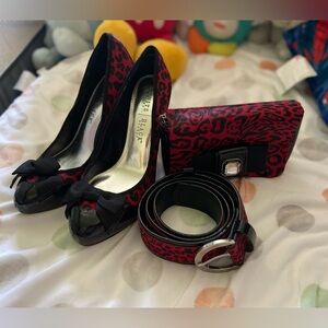 Black and red cheetah print heels